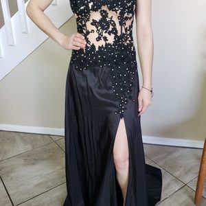 black pageant prom gown